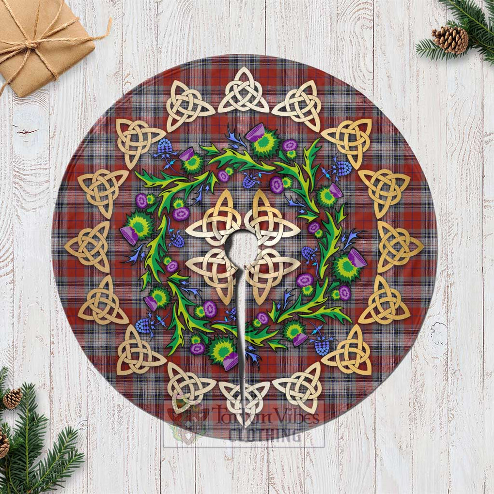Warden Tartan Christmas Tree Skirt with Thistle Celtic Knot Style Casual Tree Skirts - Tartan Vibes Clothing