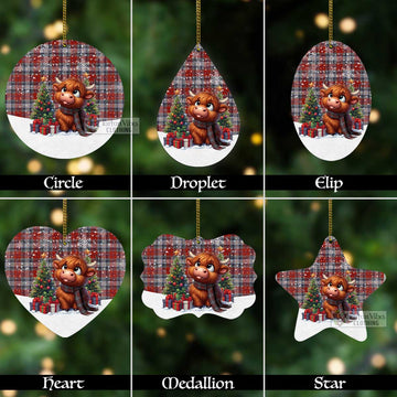 Warden Tartan Christmas Aluminium Ornament with Adorable Highland Coo Aluminium - Tartan Vibes Clothing