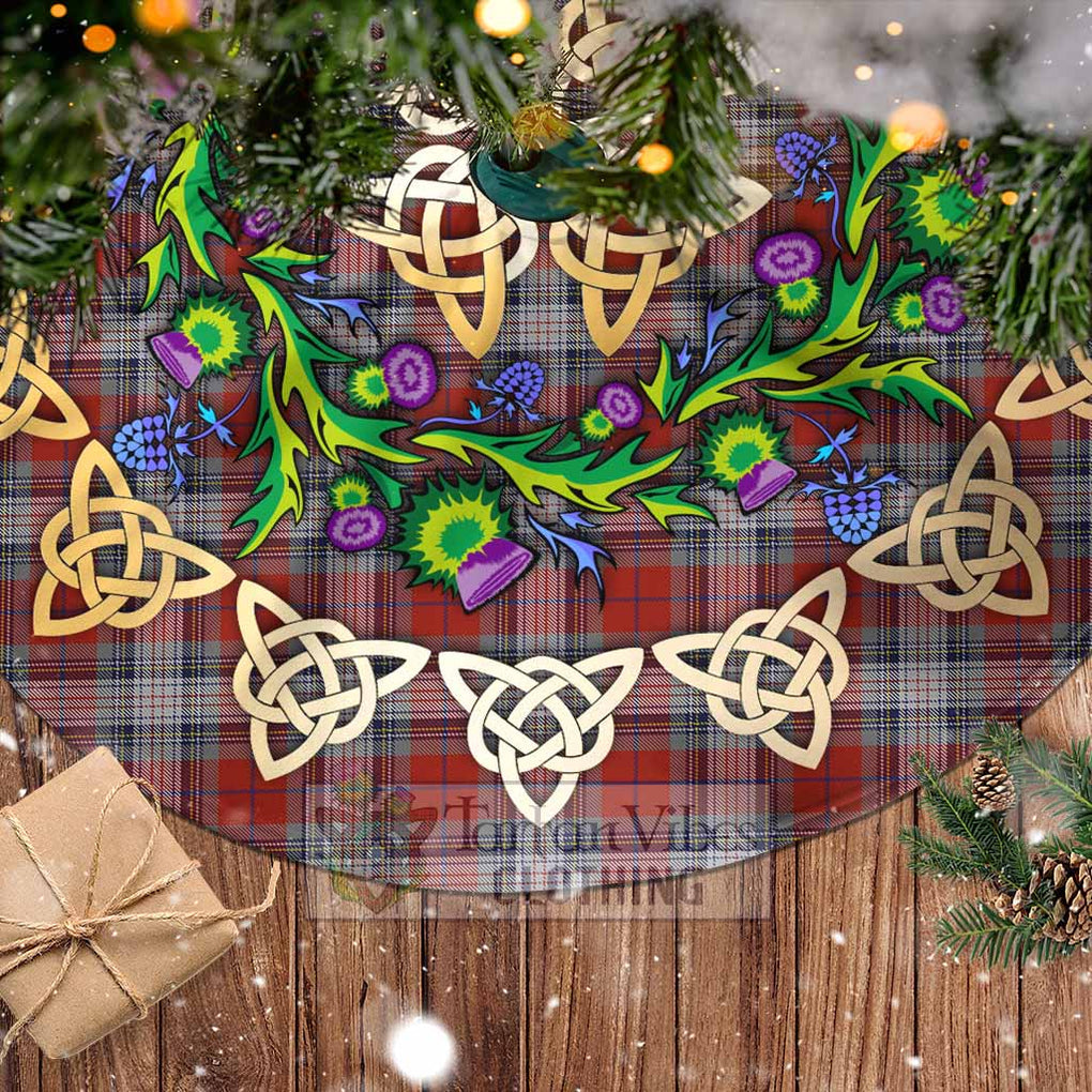 Warden Tartan Christmas Tree Skirt with Thistle Celtic Knot Style - Tartan Vibes Clothing