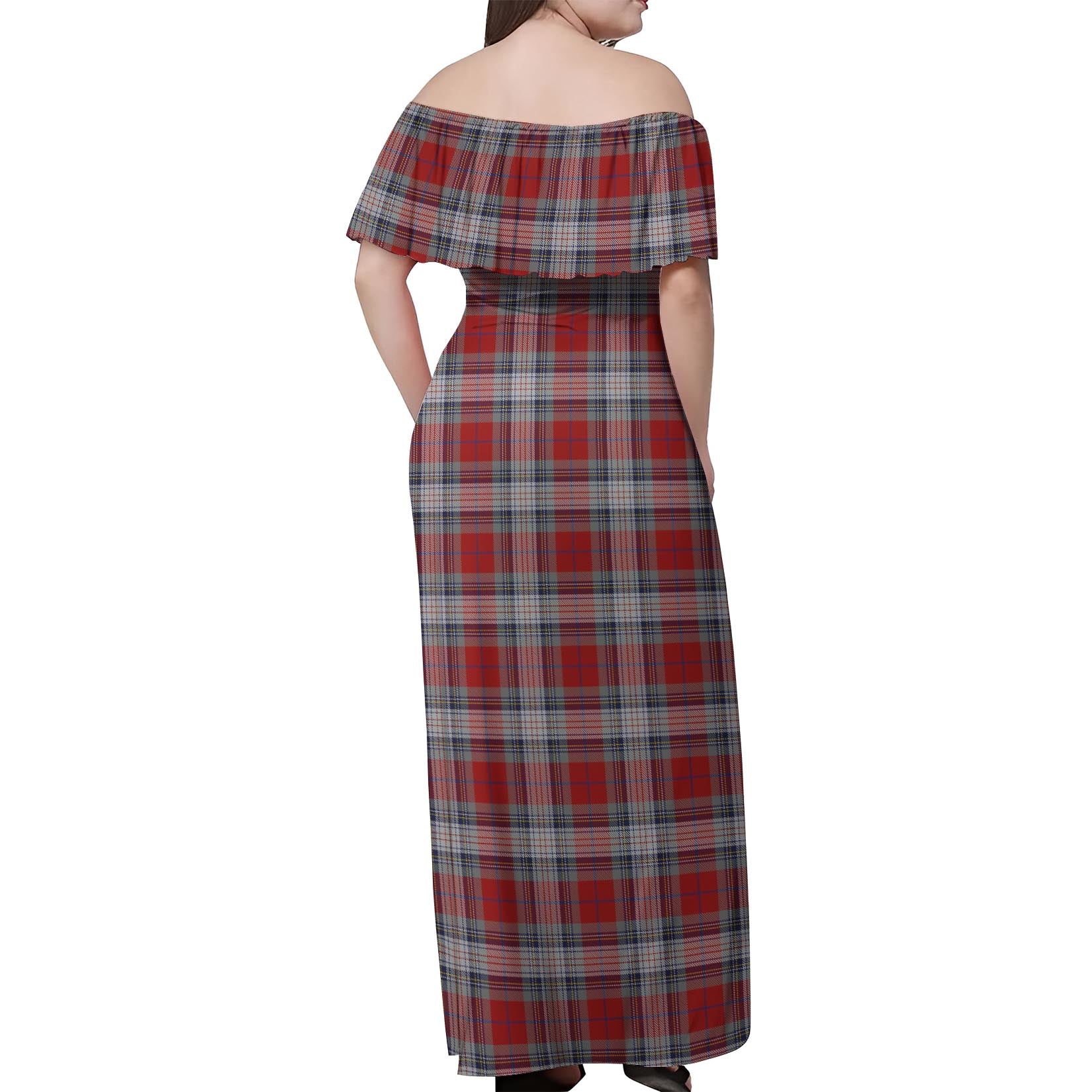 Warden Tartan Off Shoulder Long Dress - Tartan Vibes Clothing