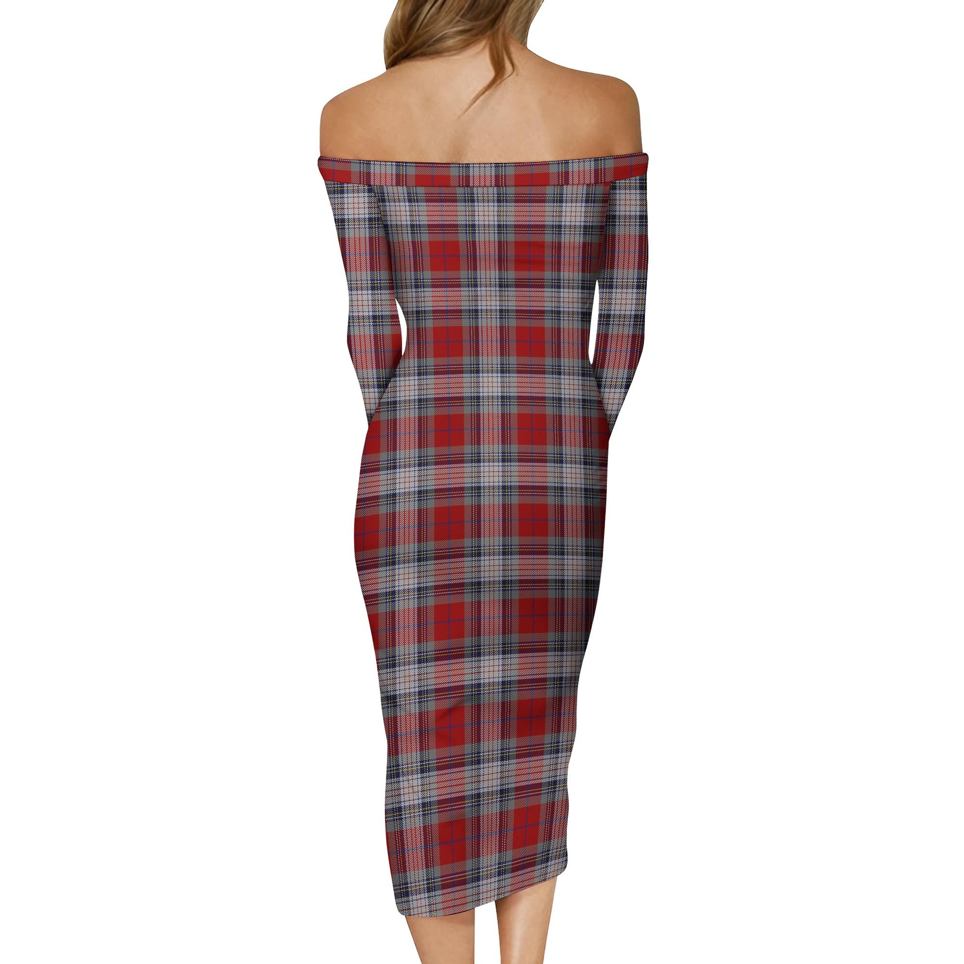 Warden Tartan Off Shoulder Lady Dress - Tartan Vibes Clothing