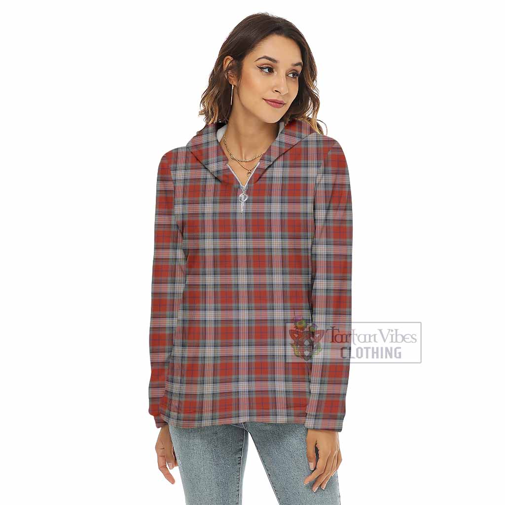 Warden Tartan Women's Borg Fleece Hoodie with Half Zip - Tartan Vibes Clothing
