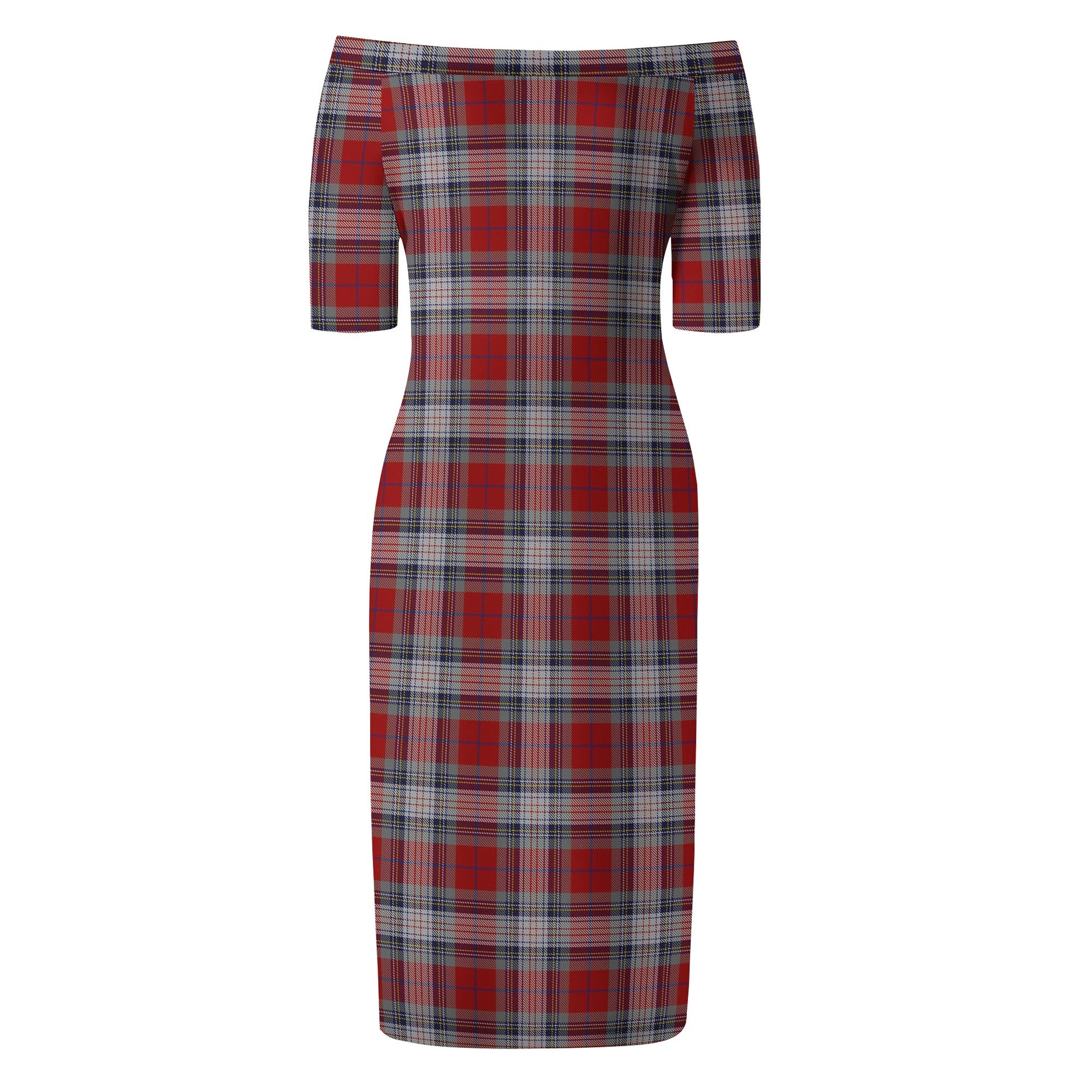 Warden Tartan Off Shoulder Lady Dress - Tartan Vibes Clothing