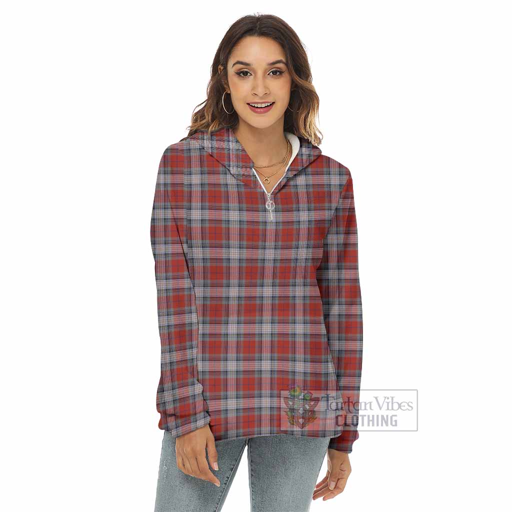 Warden Tartan Women's Borg Fleece Hoodie with Half Zip - Tartan Vibes Clothing