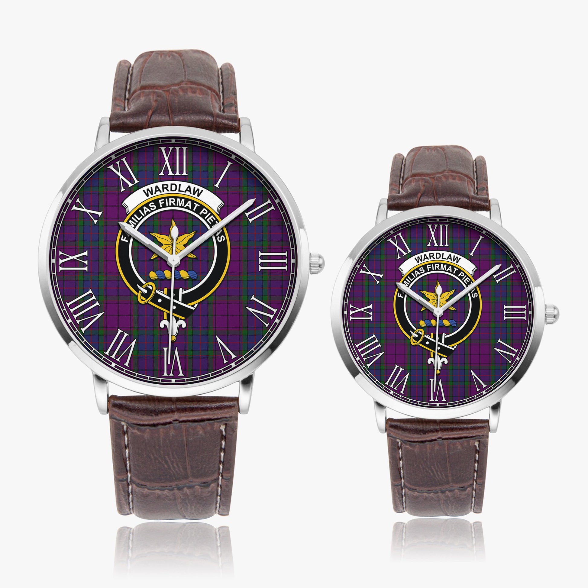 Wardlaw Tartan Family Crest Leather Strap Quartz Watch - Tartanvibesclothing