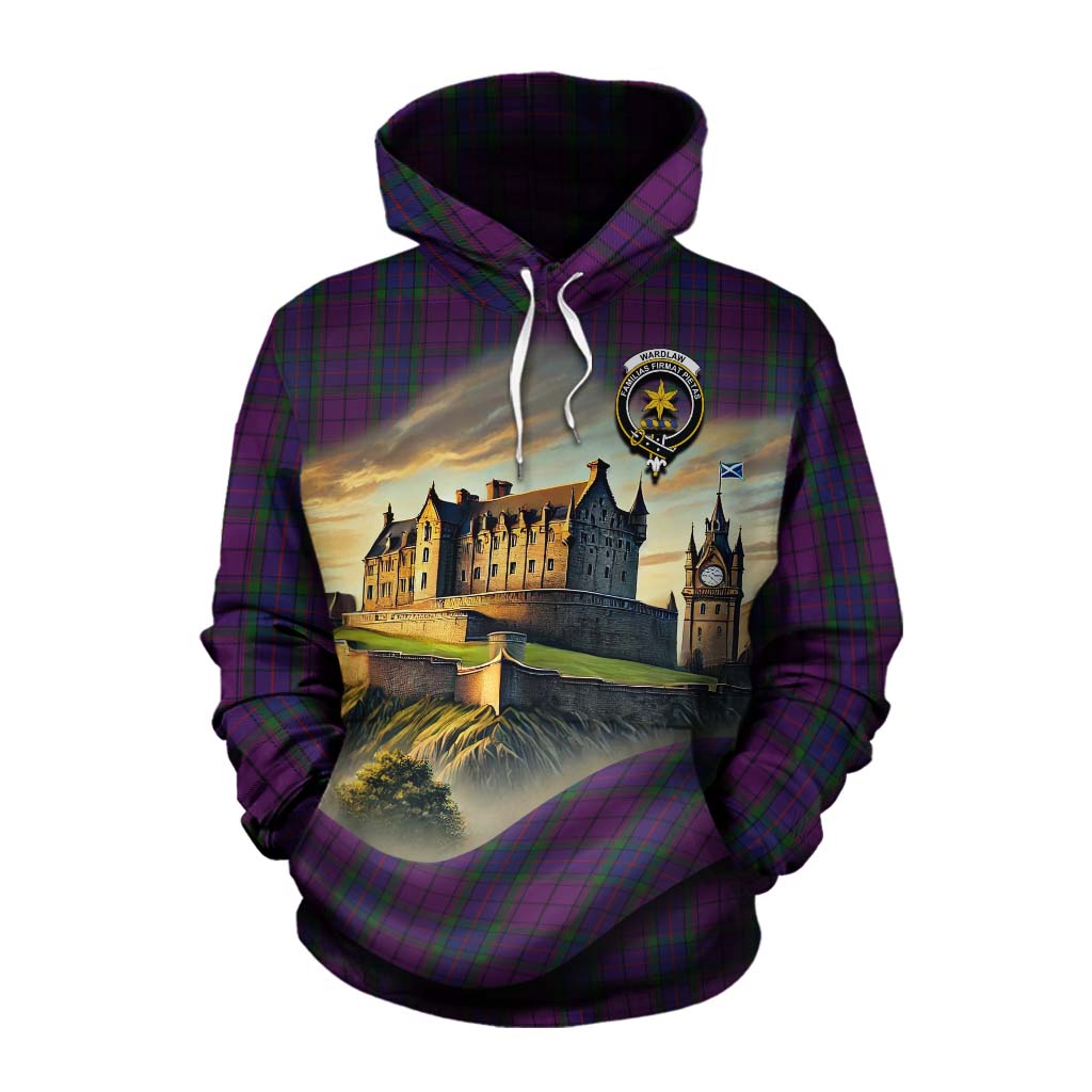 Tartan Vibes Clothing Wardlaw Tartan Family Crest Cotton Hoodie with Scottish Ancient Castle Style