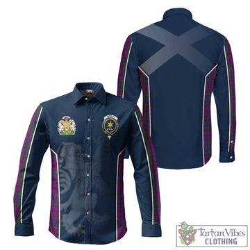 Wardlaw Tartan Long Sleeve Button Up Shirt with Family Crest and Lion Rampant Vibes Sport Style