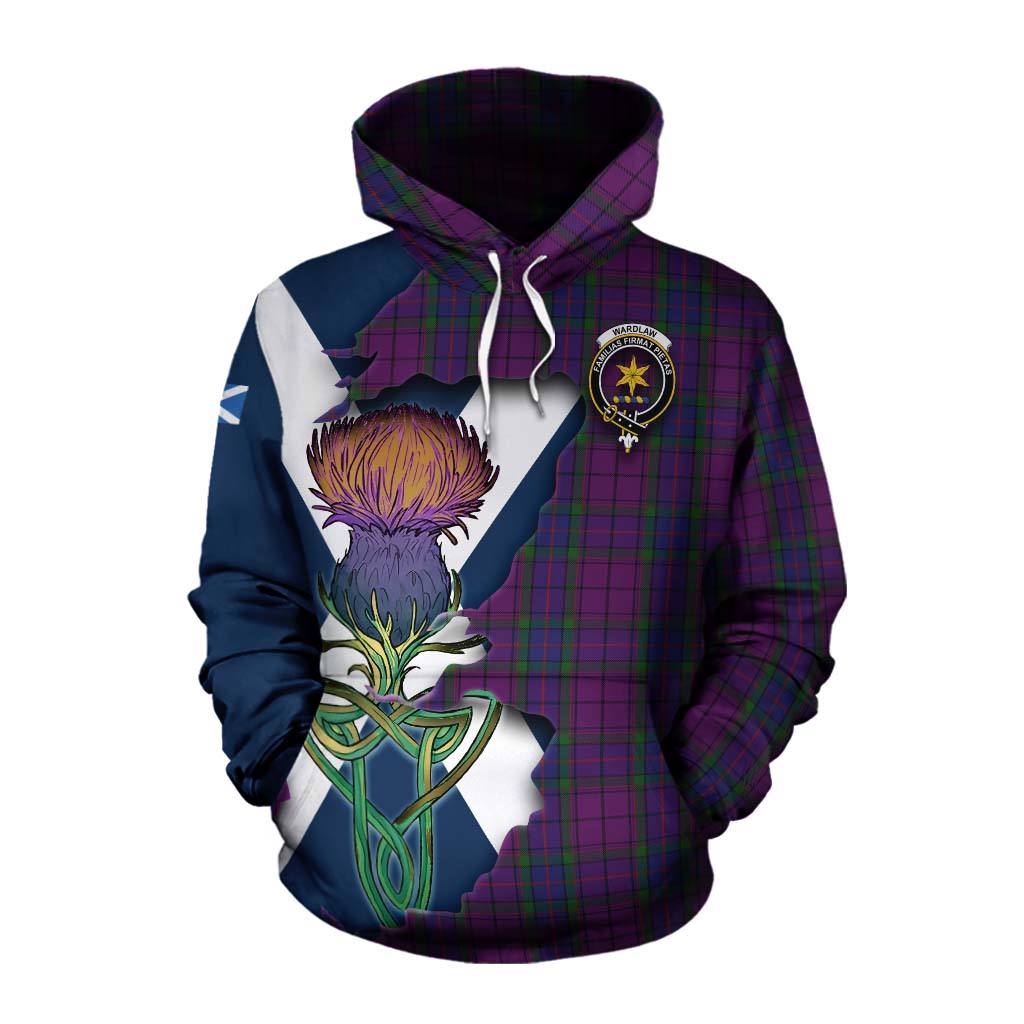Tartan Vibes Clothing Wardlaw Tartan Family Crest Cotton Hoodie Scottish Thistle Celtic Inspired