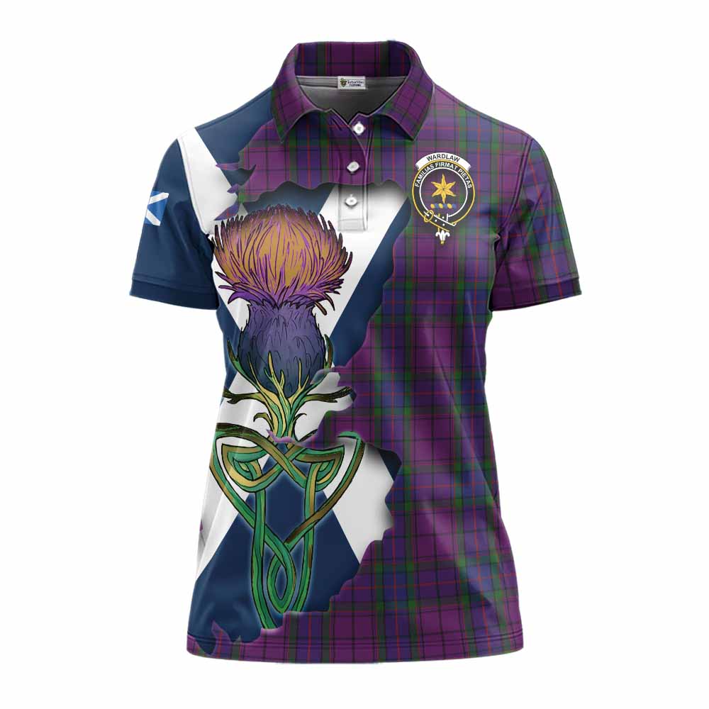 Tartan Vibes Clothing Wardlaw Tartan Family Crest Women's Polo Shirt Scottish Thistle Celtic Inspired