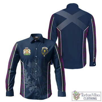 Tartan Vibes Clothing Wardlaw Tartan Long Sleeve Button Up Shirt with Family Crest and Scottish Thistle Vibes Sport Style