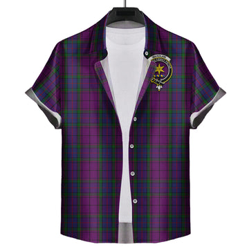 Wardlaw Tartan Short Sleeve Button Down Shirt with Family Crest