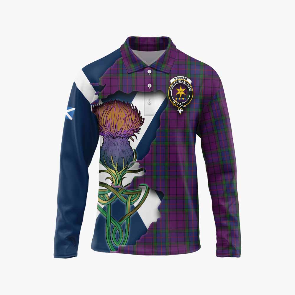 Tartan Vibes Clothing Wardlaw Tartan Family Crest Long Sleeve Polo Shirt Scottish Thistle Celtic Inspired