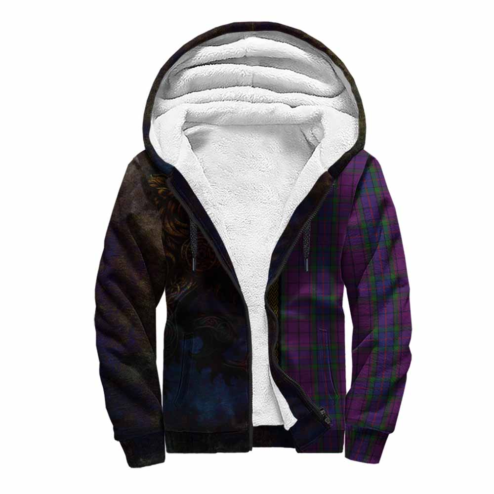 Tartan Vibes Clothing Wardlaw Tartan Family Crest Sherpa Hoodie Alba Gu Brath Be Brave Lion Ancient Style