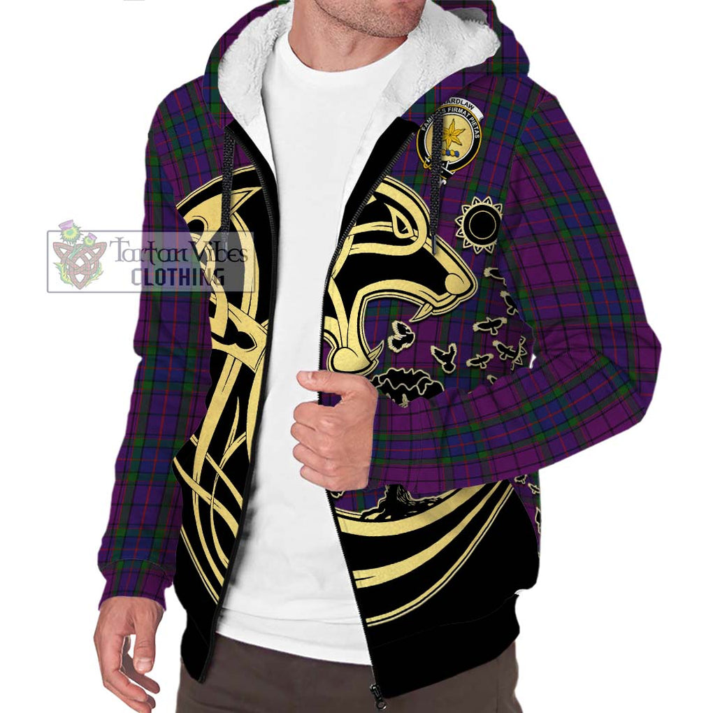 Wardlaw Tartan Sherpa Hoodie with Family Crest Celtic Wolf Style Unisex S - Tartan Vibes Clothing
