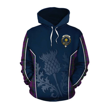 Tartan Vibes Clothing Wardlaw Tartan Cotton Hoodie with Family Crest and Scottish Thistle Vibes Sport Style