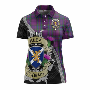 Wardlaw Tartan Family Crest Women's Polo Shirt Lion Rampant Royal Thistle Shield Celtic Inspired