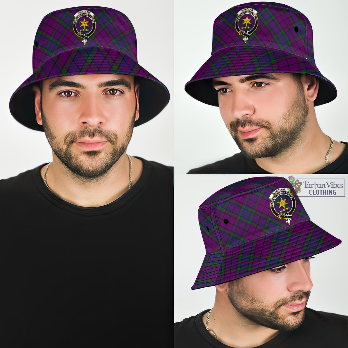 Tartan Vibes Clothing Wardlaw Tartan Bucket Hat with Family Crest