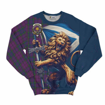 Tartan Vibes Clothing Wardlaw Tartan Family Crest Sweatshirt with Scottish Majestic Lion