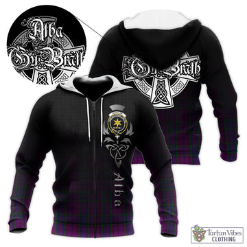 Tartan Vibes Clothing Wardlaw Tartan Knitted Hoodie Featuring Alba Gu Brath Family Crest Celtic Inspired