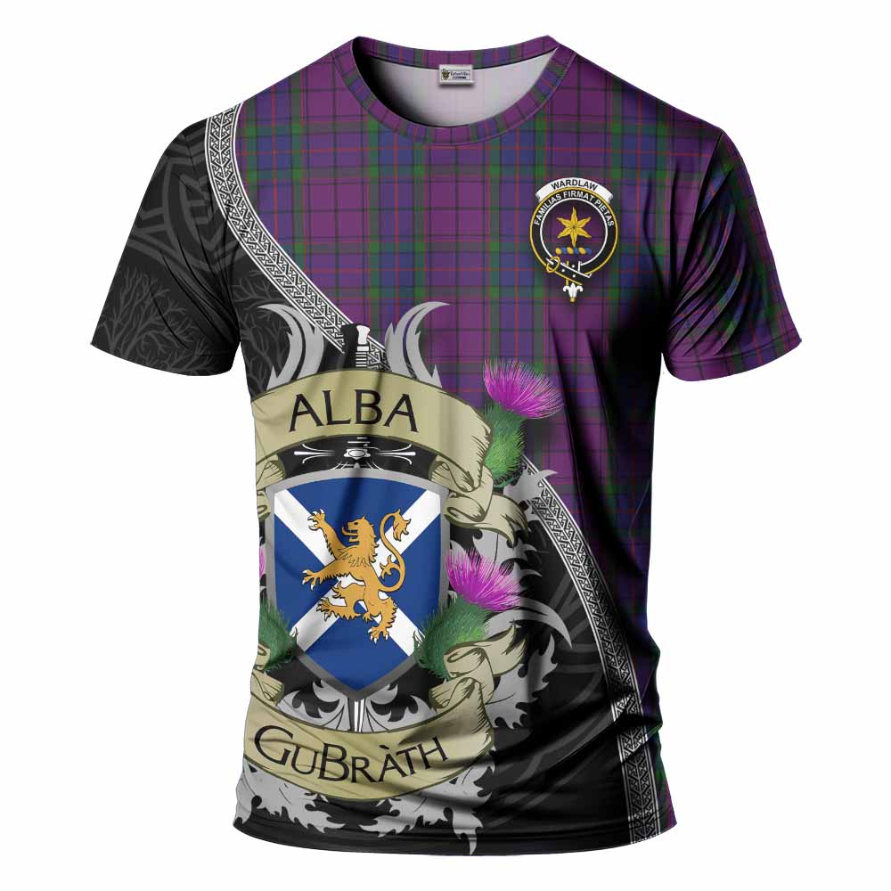 Tartan Vibes Clothing Wardlaw Tartan Family Crest T-Shirt Lion Rampant Royal Thistle Shield Celtic Inspired