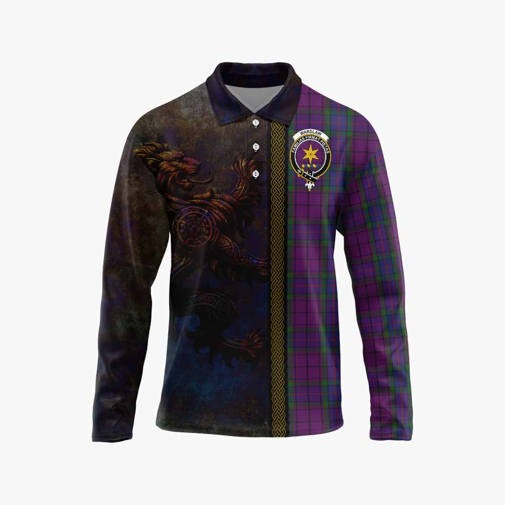 Tartan Vibes Clothing Wardlaw Tartan Family Crest Long Sleeve Polo Shirt Alba Gu Brath Be Brave Lion Ancient Style
