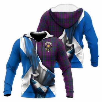 Tartan Vibes Clothing Wardlaw Tartan Knitted Hoodie with Family Crest Scotland Patriotic Style