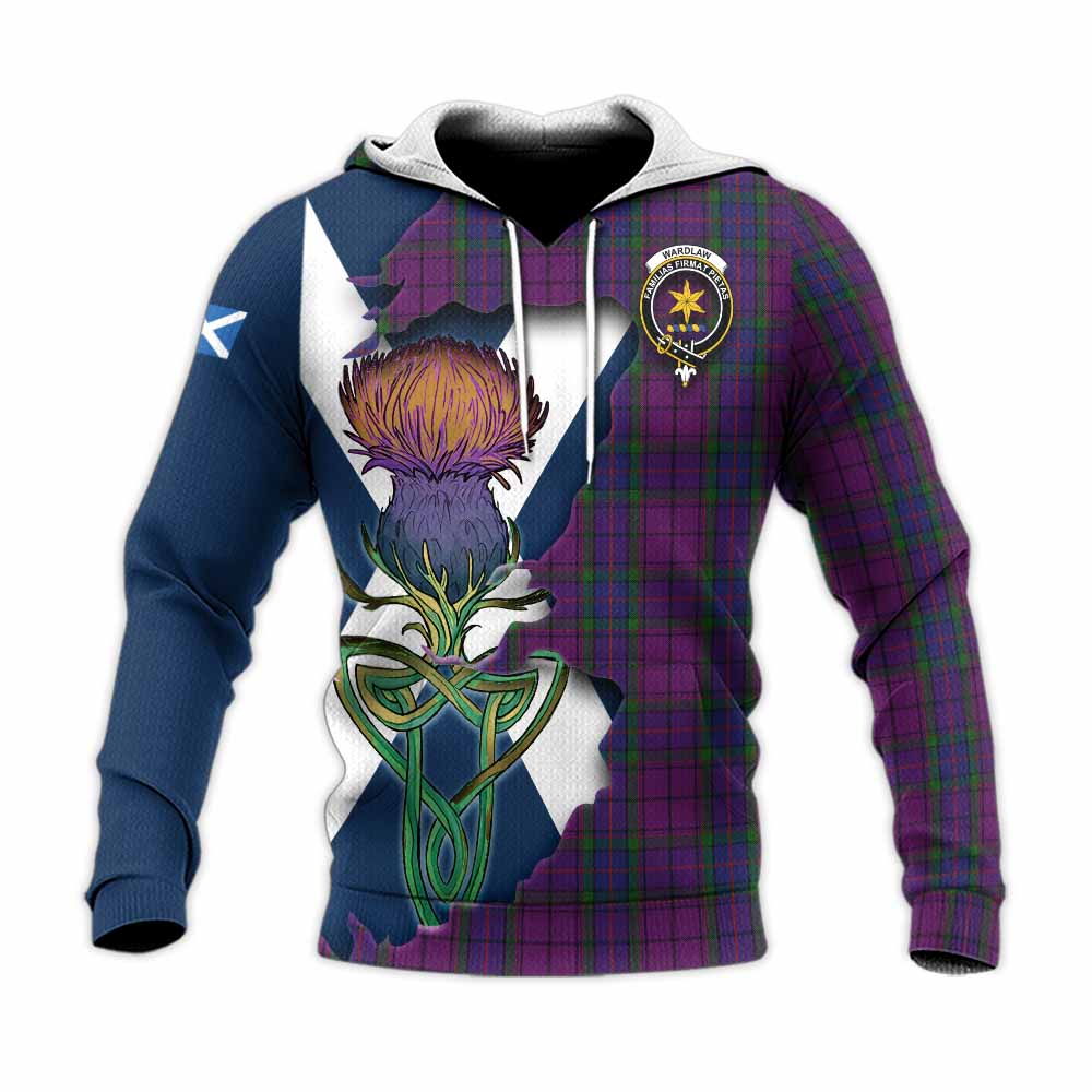 Tartan Vibes Clothing Wardlaw Tartan Family Crest Knitted Hoodie Scottish Thistle Celtic Inspired