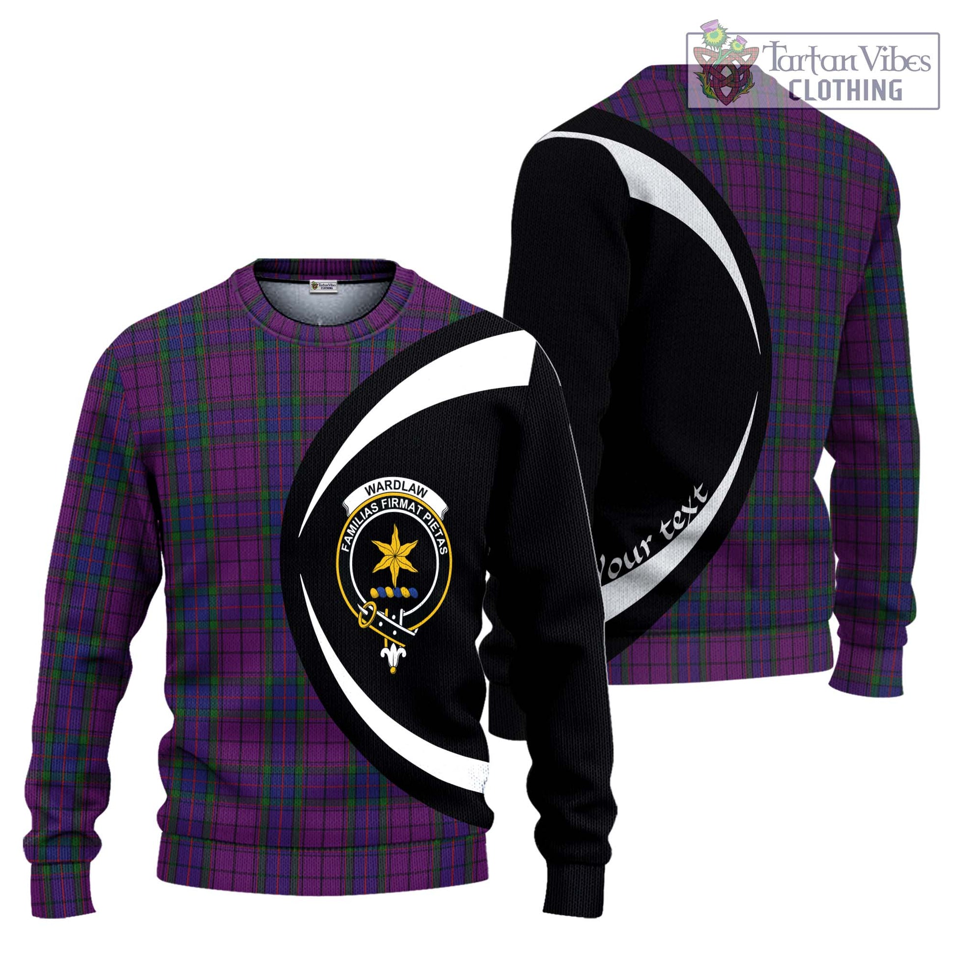 Wardlaw Tartan Knitted Sweater with Family Crest Circle Style Unisex - Tartan Vibes Clothing