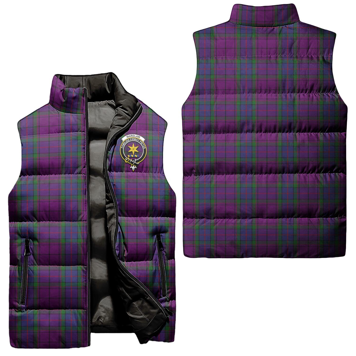Wardlaw Tartan Sleeveless Puffer Jacket with Family Crest Unisex - Tartanvibesclothing