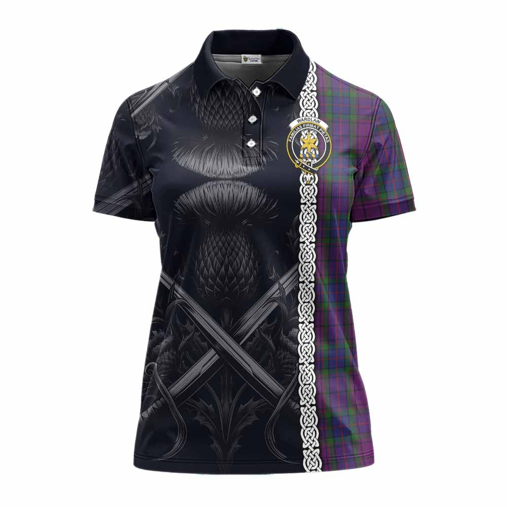 Tartan Vibes Clothing Wardlaw Tartan Women's Polo Shirt with Family Crest Cross Sword Thistle Celtic Vibes