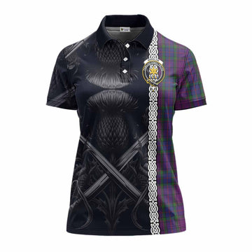 Tartan Vibes Clothing Wardlaw Tartan Women's Polo Shirt with Family Crest Cross Sword Thistle Celtic Vibes