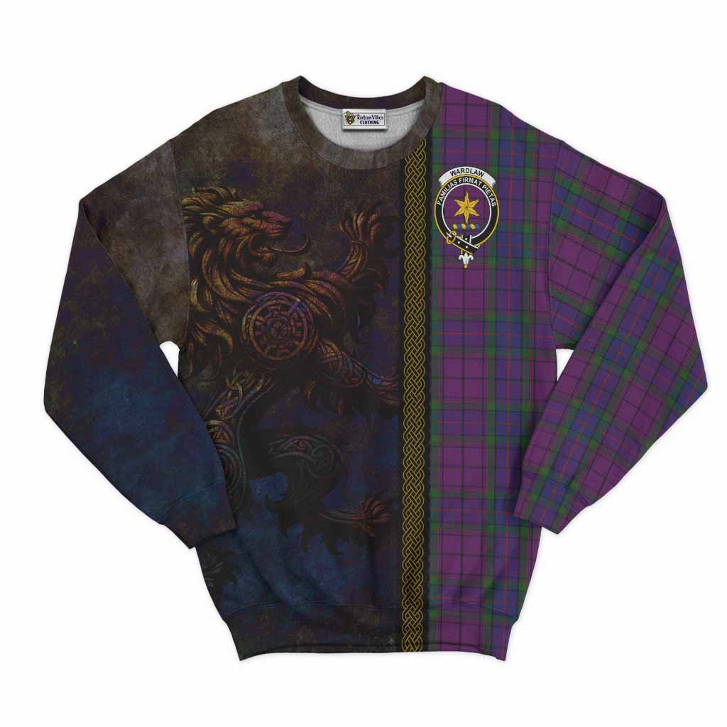 Tartan Vibes Clothing Wardlaw Tartan Family Crest Sweatshirt Alba Gu Brath Be Brave Lion Ancient Style