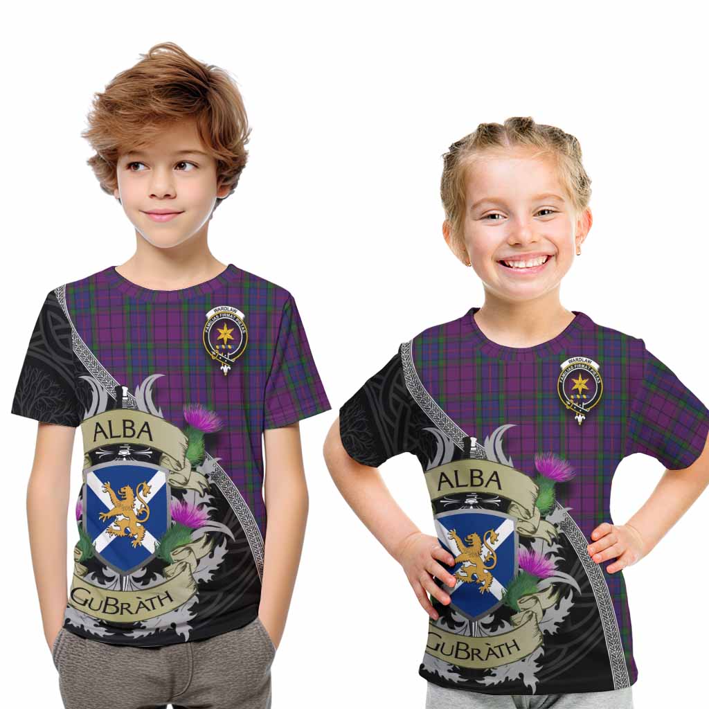 Tartan Vibes Clothing Wardlaw Tartan Family Crest Kid T-Shirt Lion Rampant Royal Thistle Shield Celtic Inspired