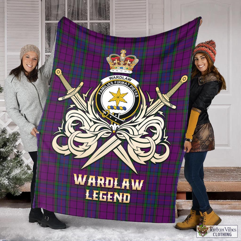 Tartan Vibes Clothing Wardlaw Tartan Blanket with Clan Crest and the Golden Sword of Courageous Legacy