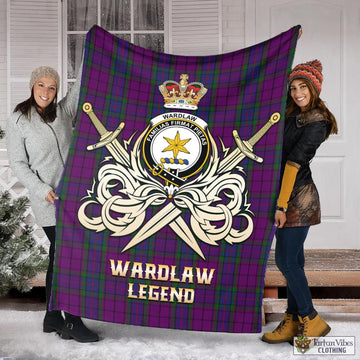 Tartan Vibes Clothing Wardlaw Tartan Blanket with Clan Crest and the Golden Sword of Courageous Legacy