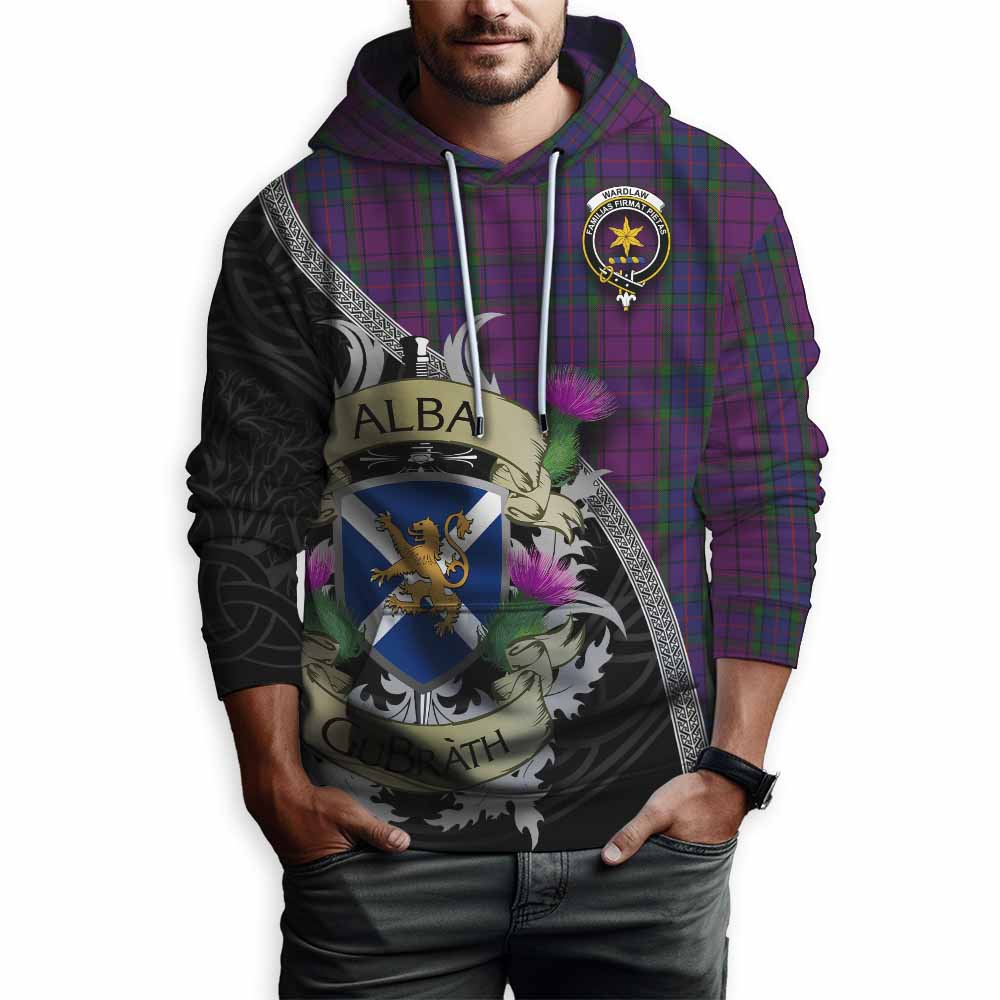 Tartan Vibes Clothing Wardlaw Tartan Family Crest Hoodie Lion Rampant Royal Thistle Shield Celtic Inspired