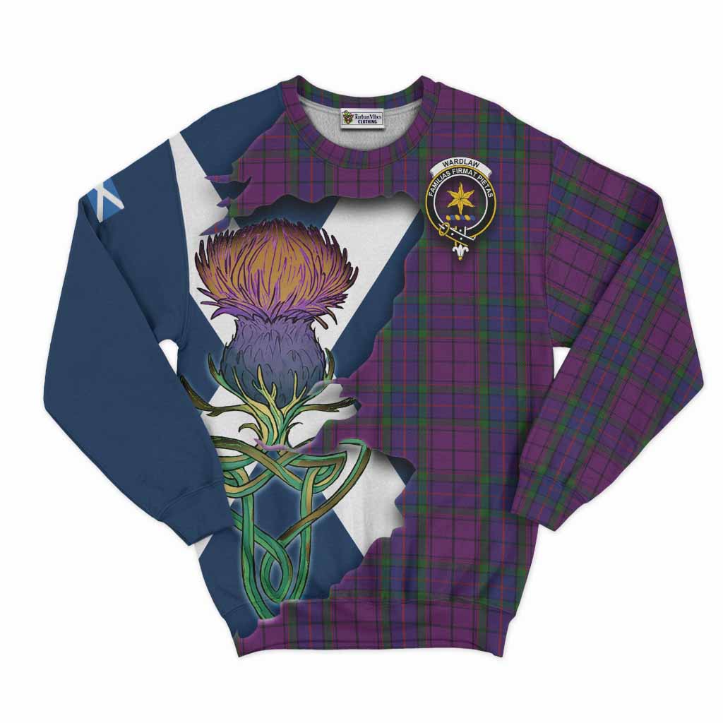 Tartan Vibes Clothing Wardlaw Tartan Family Crest Sweatshirt Scottish Thistle Celtic Inspired