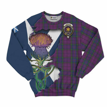 Tartan Vibes Clothing Wardlaw Tartan Family Crest Sweatshirt Scottish Thistle Celtic Inspired