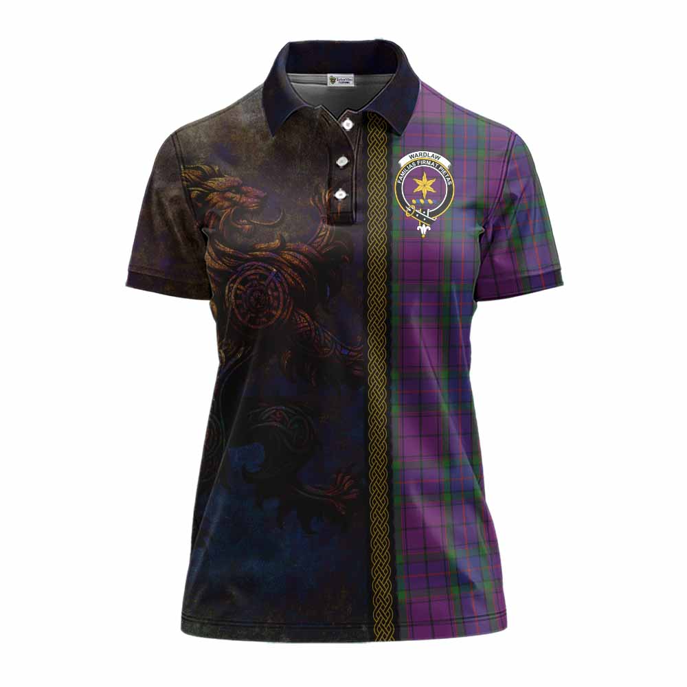 Tartan Vibes Clothing Wardlaw Tartan Family Crest Women's Polo Shirt Alba Gu Brath Be Brave Lion Ancient Style