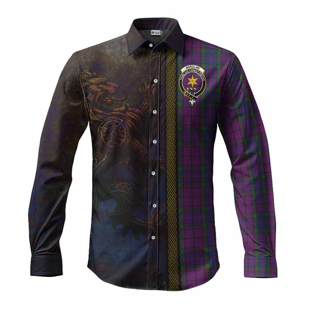 Tartan Vibes Clothing Wardlaw Tartan Family Crest Long Sleeve Button Shirt Alba Gu Brath Be Brave Lion Ancient Style