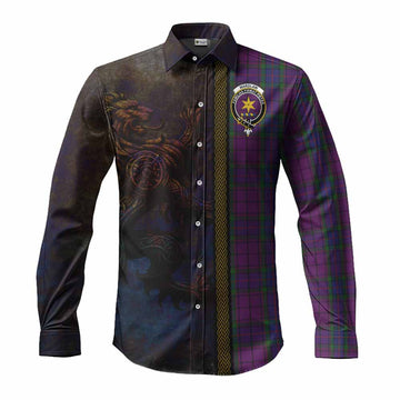 Wardlaw Tartan Family Crest Long Sleeve Button Shirt Alba Gu Brath Be Brave Lion Ancient Style