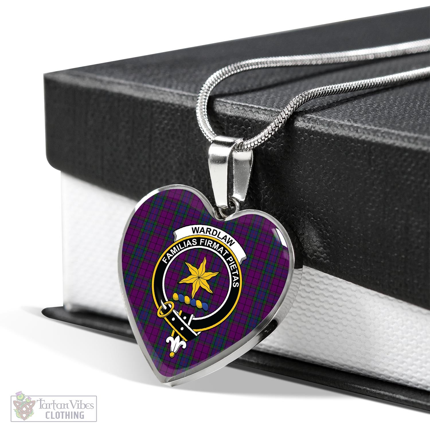 Tartan Vibes Clothing Wardlaw Tartan Heart Necklace with Family Crest
