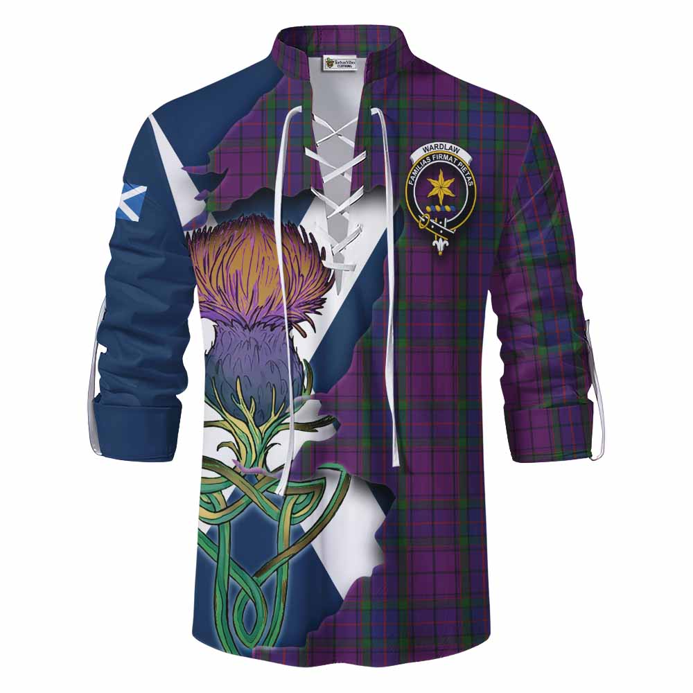 Tartan Vibes Clothing Wardlaw Tartan Family Crest Ghillie Kilt Shirt Scottish Thistle Celtic Inspired