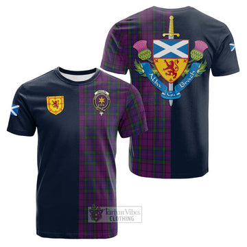 Wardlaw Tartan Cotton T-shirt Alba with Scottish Lion Royal Arm Half Style