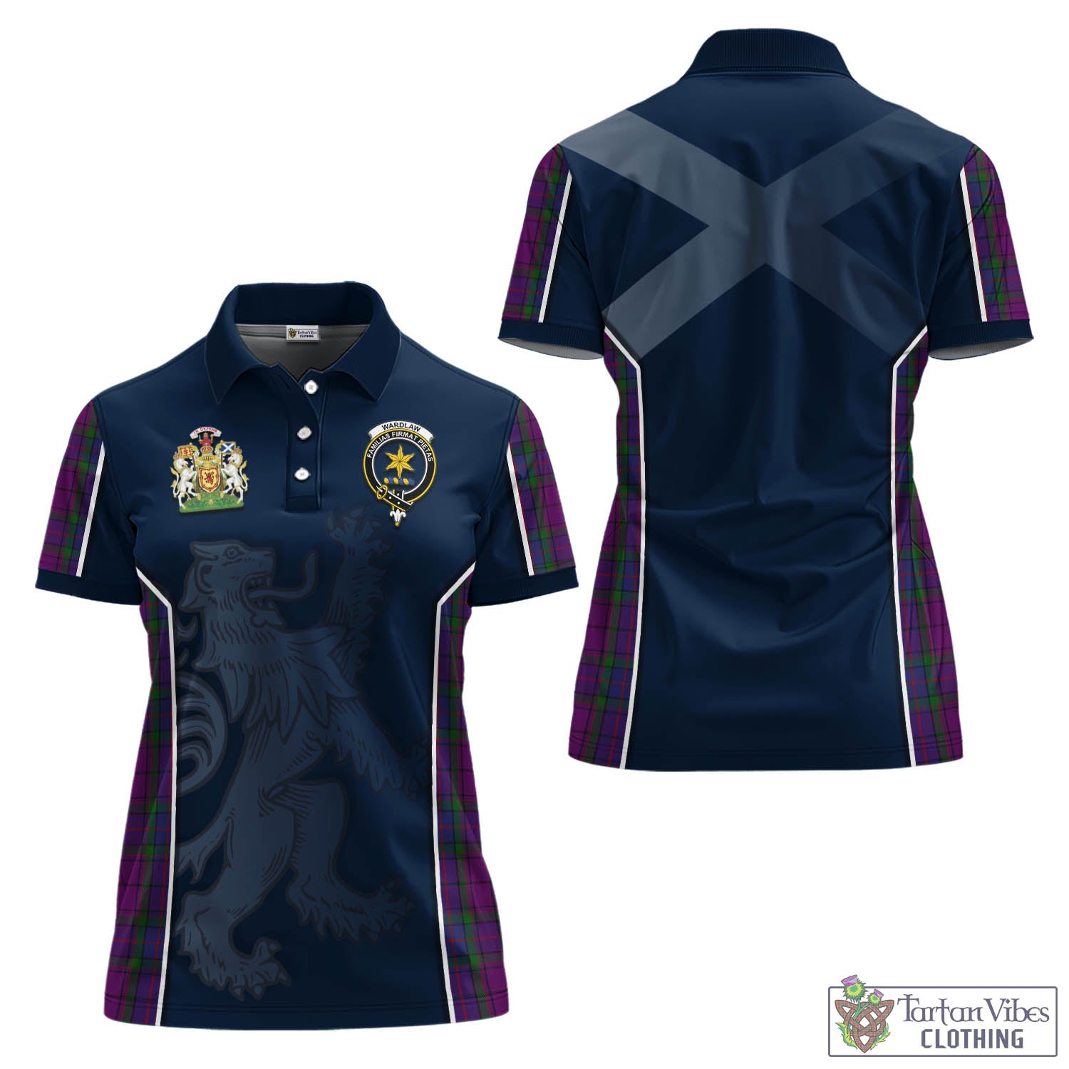 Tartan Vibes Clothing Wardlaw Tartan Women's Polo Shirt with Family Crest and Lion Rampant Vibes Sport Style