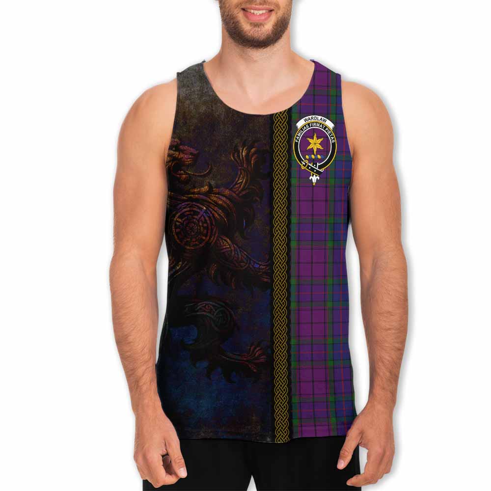 Tartan Vibes Clothing Wardlaw Tartan Family Crest Men's Tank Top Alba Gu Brath Be Brave Lion Ancient Style