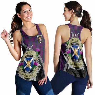 Tartan Vibes Clothing Wardlaw Tartan Family Crest Women's Racerback Tanks Lion Rampant Royal Thistle Shield Celtic Inspired