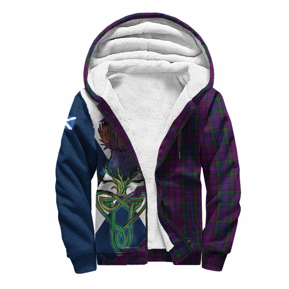 Tartan Vibes Clothing Wardlaw Tartan Family Crest Sherpa Hoodie Scottish Thistle Celtic Inspired