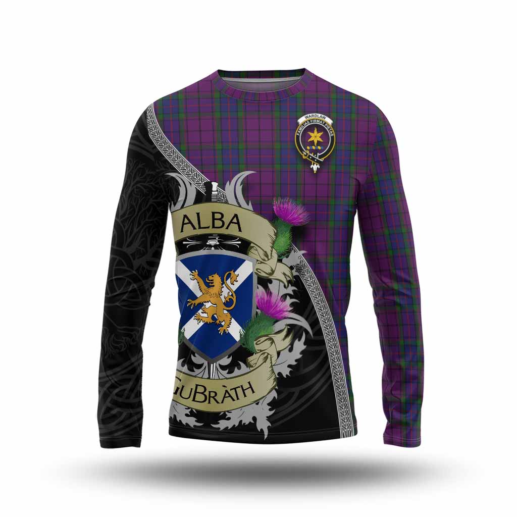Tartan Vibes Clothing Wardlaw Tartan Family Crest Long Sleeve T-Shirt Lion Rampant Royal Thistle Shield Celtic Inspired