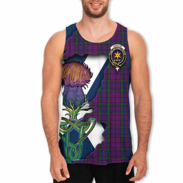 Tartan Vibes Clothing Wardlaw Tartan Family Crest Men's Tank Top Scottish Thistle Celtic Inspired